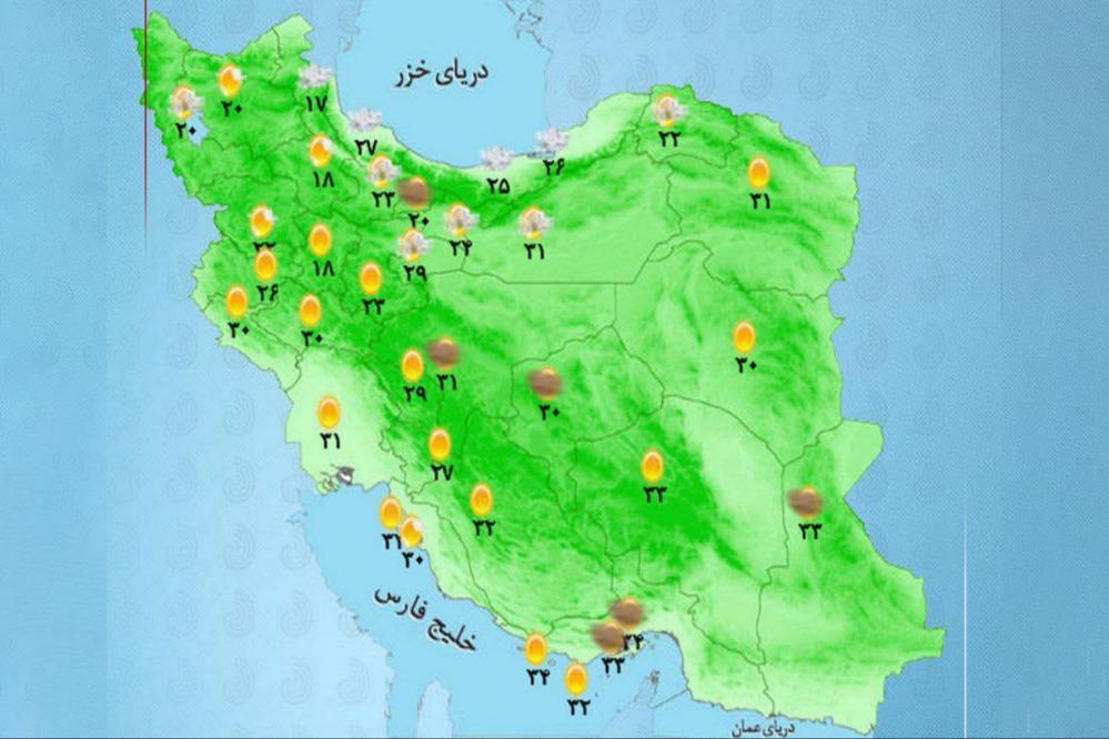 وضعیت آب و هوا امروز دوشنبه 24 شهریور 1404 + وضعیت استان‌ها