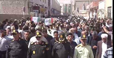 تشییع باشکوه پیکر مطهر شهدای مدافع امنیت در شهرستان زابل