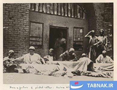 عکس: ایران ، اصفهان، تولید پارچه نخی طرح دار