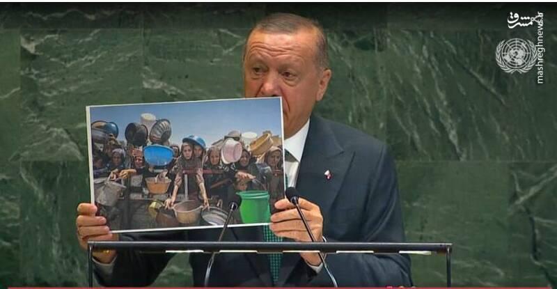 تصاویر تراژدی غزه در دستان اردوغان در سازمان ملل