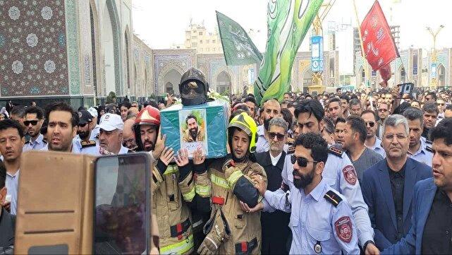 پیکر آتش‌نشان فداکار مشهدی تشییع شد